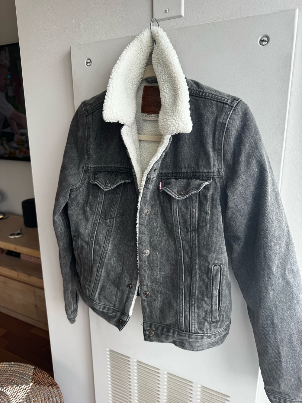 Levi’s Original Sherpa Trucker Jacket Gray Denim S - Picture 4 of 9